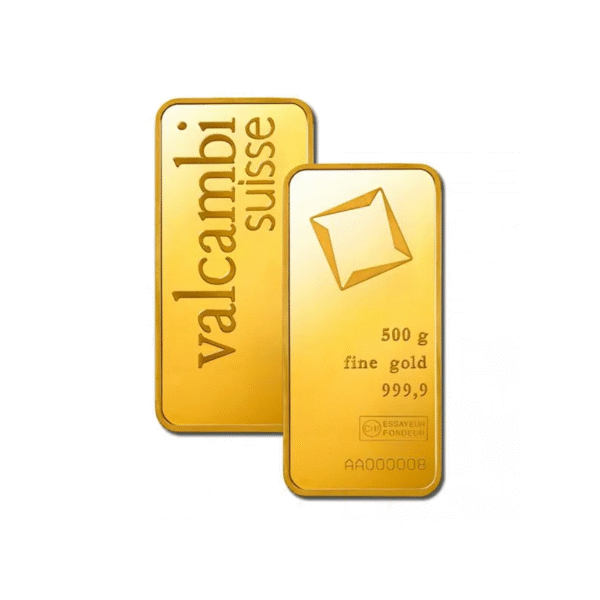 Zlatý slitek 500 g Valcambi ražený
