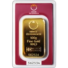 Münze Österreich zlatý slitek 100 g