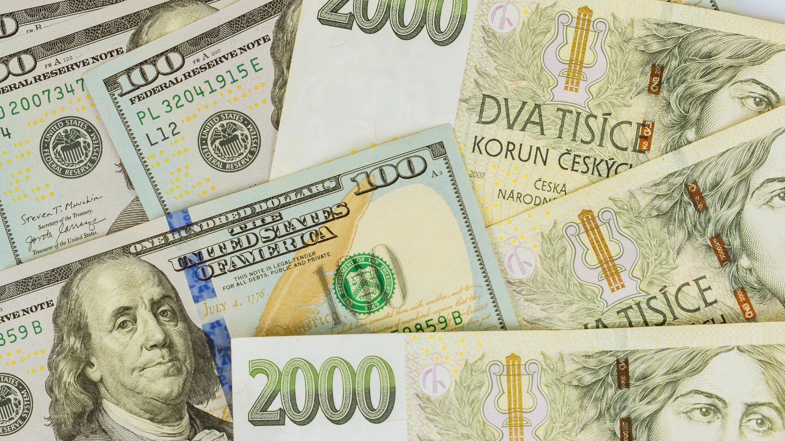 koruna, dolar